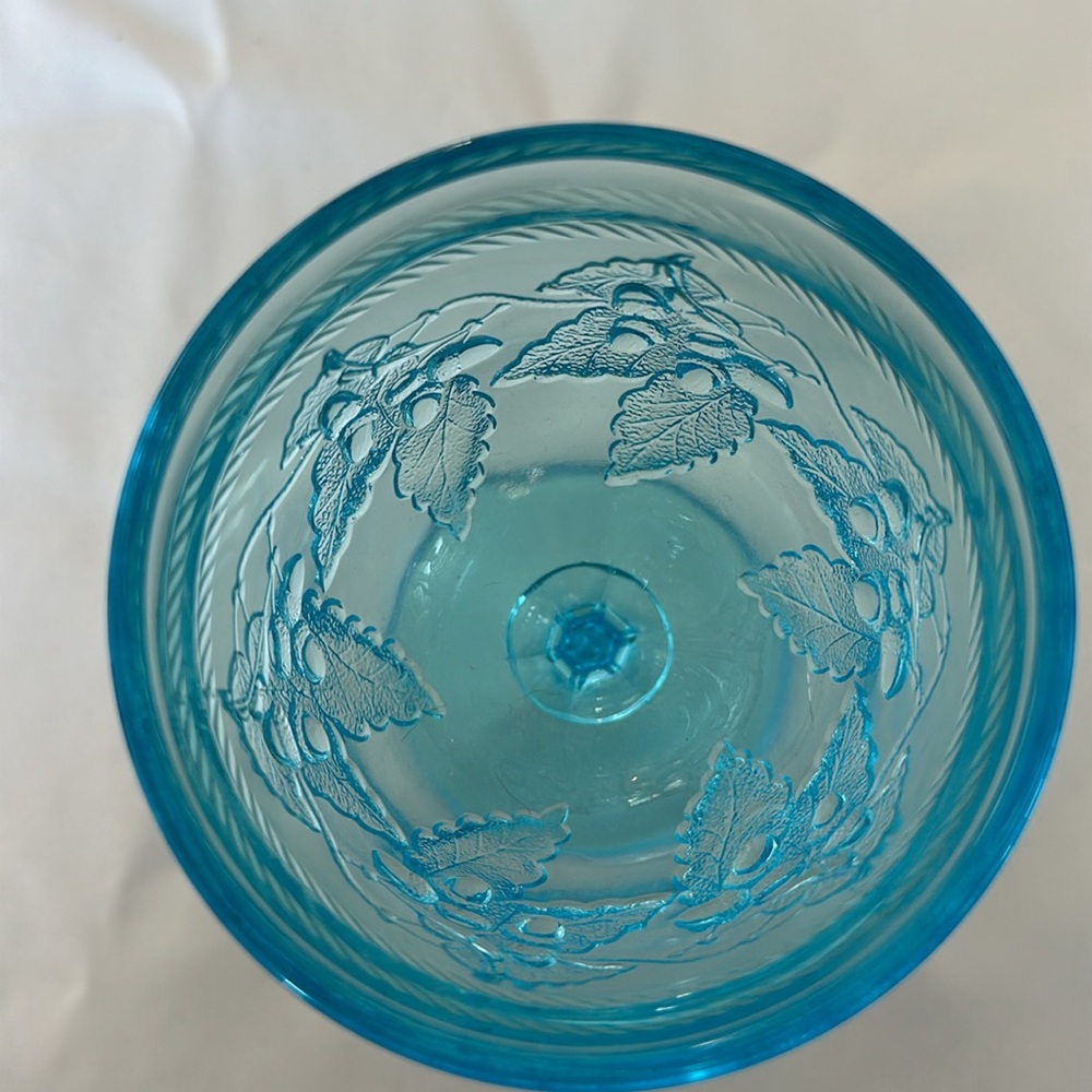Vintage Wright Glass Acorn Blue Goblet - Picture 3 of 4